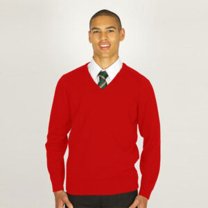 Boys Red V-Neck Knitted Jumper