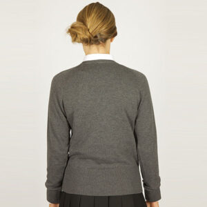 Girls Grey V-Neck Knited Jumper