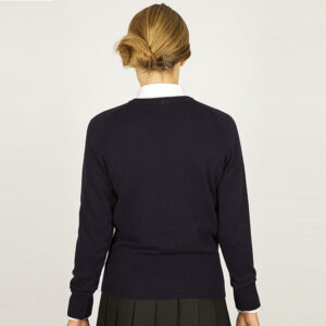 Girls Navy V-Neck Knited Jumper