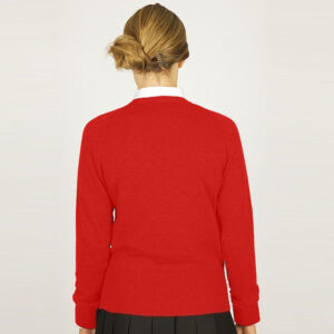 Girls Red V-Neck Knited Jumper