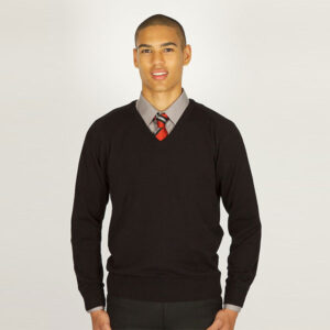 Boys Black V-Neck Knitted Jumper